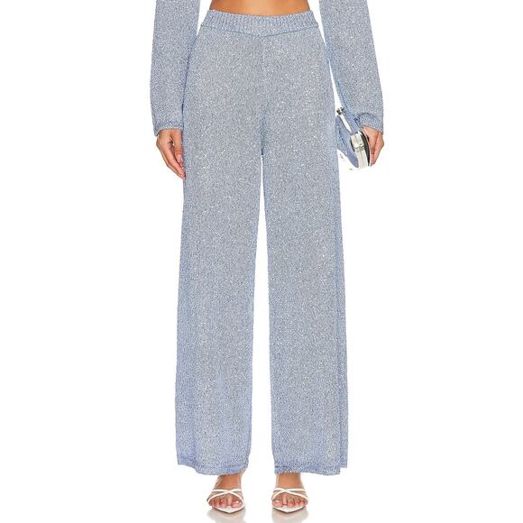 Jonathan Simkhai Orissa Pants Knit Straight Leg Trouser Sequin Embellished Sz L - Picture 1 of 11